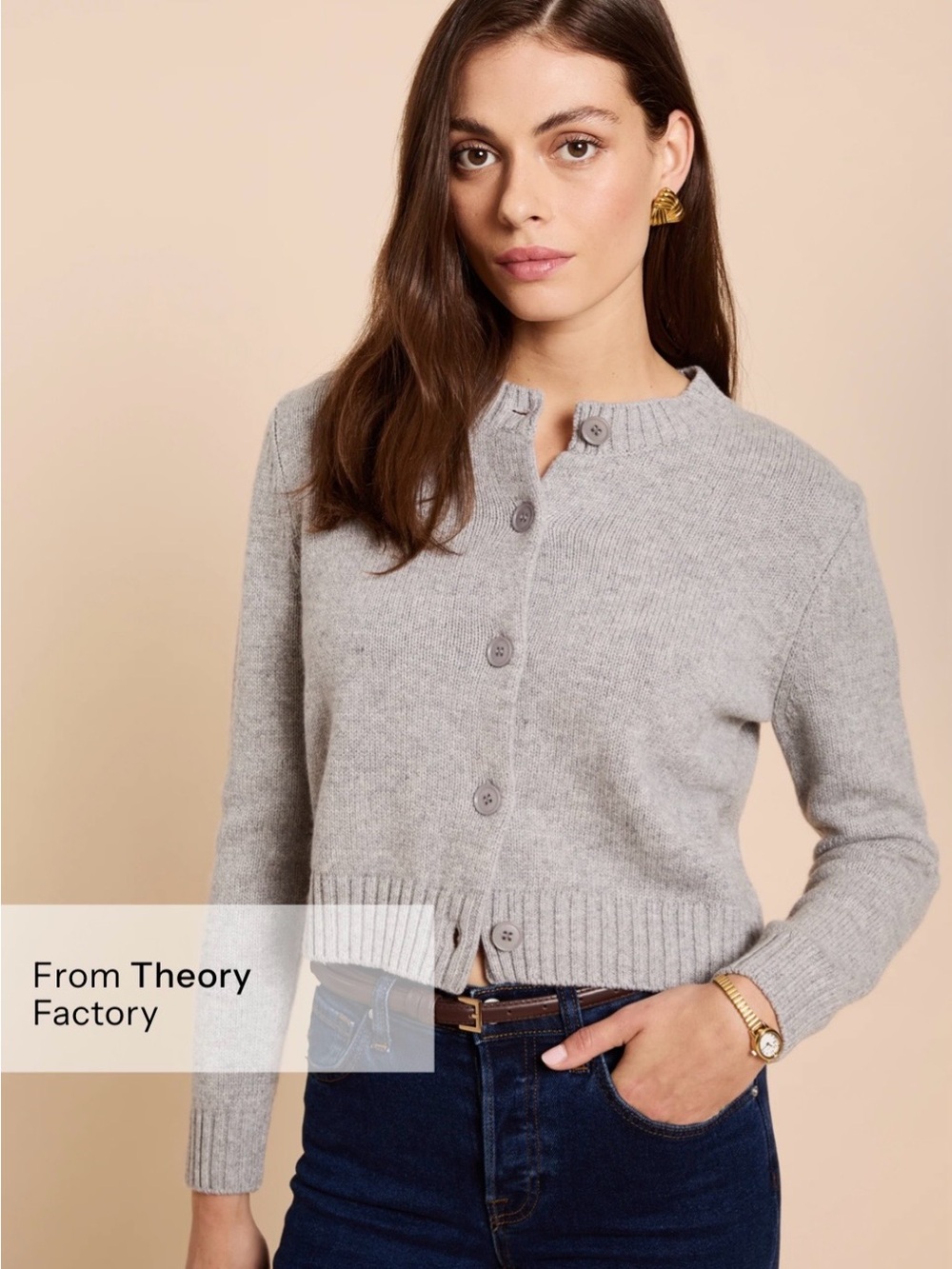 CAARA Ari Cashmere Wool Cardigan Light Grey Size M NWT Theory Factory